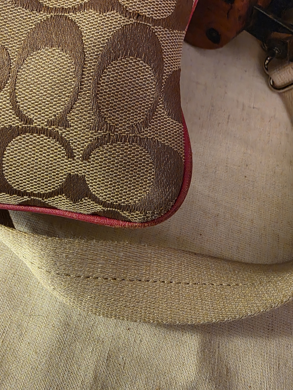 COACH Signature Canvas Crossbody Bag in Brown & Pink - Picture 9 of 10